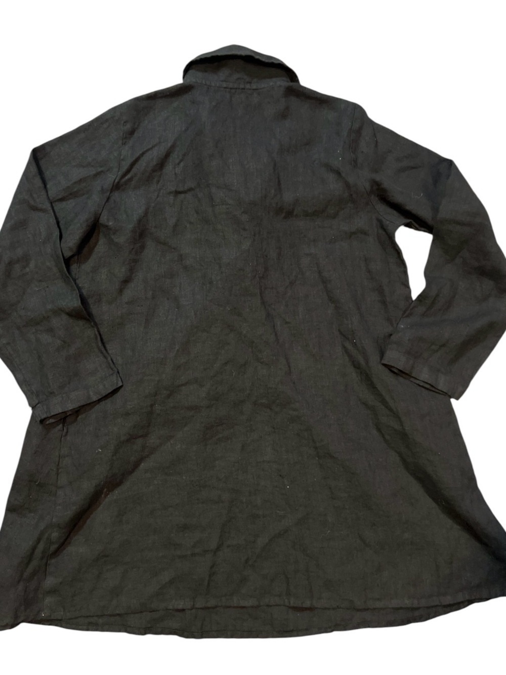 Flax Black Linen A-Line Tunic with Folded Collar - Picture 2 of 7